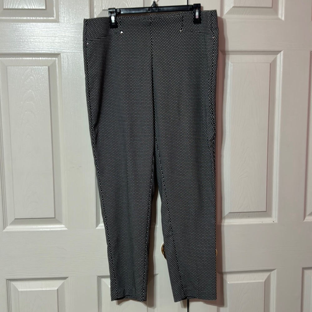 RAFAELLA Women’s Black/White Check Comfort Waist Stretch Pull On Ankle Pants 16